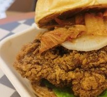 Spicy Kimchi Fried Chicken Burger