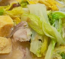 Creamy Soup with Frozen Tofu and Chinese Cabbage