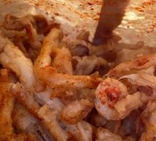 Fried Pork Ribs with Fried Meat and Mushrooms