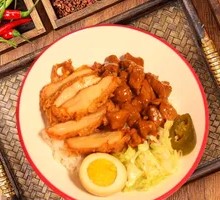 Braised Pork and Chicken Cutlet Rice Platter