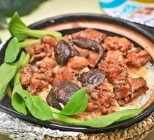 Braised Chicken with Mushrooms in Clay Pot Rice