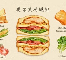 奥尔良鸡腿排三明治