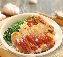 Honey-glazed Duck Breast with Meat Rolls over Rice