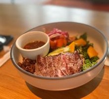 Pan-Seared Beef with Nuts and Rice Bowl