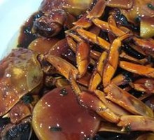 Stir-fried hairy crab with rice cakes