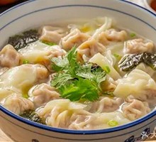 Chicken and Pork Dumplings in Broth