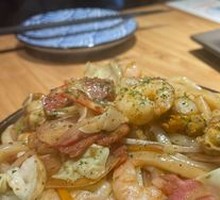 Japanese Seafood Stir-Fried Udon Noodles
