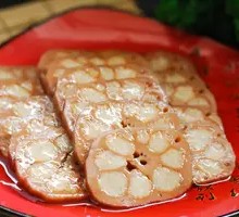Glutinous Rice Stuffed Lotus Root with Sugar Syrup