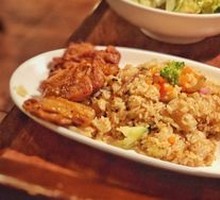 Seafood Fried Rice with Garlic Roasted Chicken
