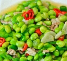 Soybean and Pork Stir-fry in Wooden Bucket Rice
