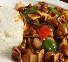 Sour Cabbage and Pork Intestine Rice Bowl