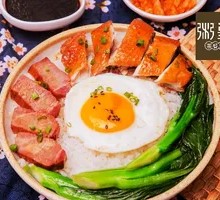 Signature Rose Oil Chicken with Barbecue Pork Rice