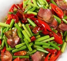 Stir-fried Garlic Shoots with Preserved Pork
