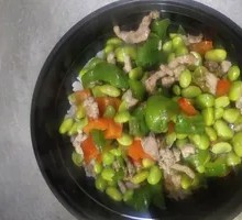 Mung Bean and Pork Stir-fry Rice Bowl