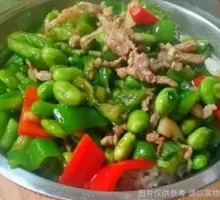 Soybean and Pork Stir-fry in Wooden Bucket Rice