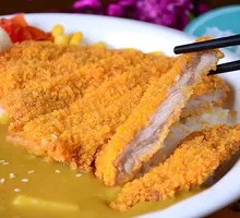 Golden Pork Cutlet Curry Egg Rice