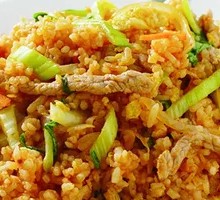 Snow Cabbage and Pork Stir-Fried Rice with Egg