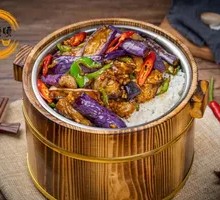 Minced Pork Eggplant Bucket Rice