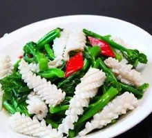 Bok Choy Stir-fried with Squid