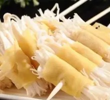 Tofu Skin Wrapped with Enoki Mushrooms