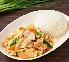 Fried Tofu Skin and Pork Rice Bowl