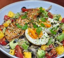 Pan-Seared Salmon with Avocado and Brown Rice