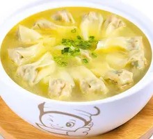 Chicken and Pork Dumplings in Broth