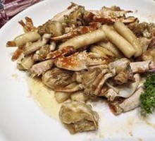 Stir-fried hairy crab with rice cakes