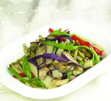 Eggplant and Green Pepper Strips
