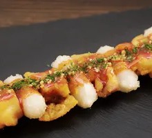 Fried Chicken and Rice Cake Skewers