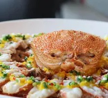 Black Pig Meat Patty Steamed with Red Crab