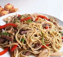 Black Pepper Beef Spaghetti