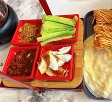 Crispy flatbread roll with fried dough sticks
