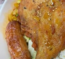 Luxury Buffalo Grilled Chicken Leg and Beef Tenderloin Platter Rice