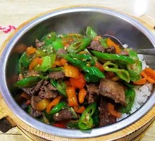 Pepper Pork Liver Wooden Bucket Rice