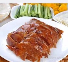 Peking Duck with Scallion Pancake, Sauce, and Cucumber
