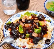 Wood Ear Mushroom Stir-Fry with Pork over Rice