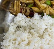 Fried Tofu Skin with Pork in Wooden Bucket Rice