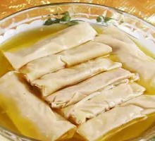 Chicken Broth Stuffed Tofu Skin Rolls