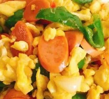 Green Pepper and Ham Stir-Fried Egg Baozi Rice