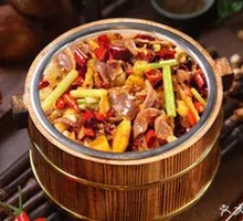 Spicy Sour Chicken Offal Wooden Bucket Rice