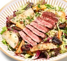 Pan-Seared Beef with Pear and Wheat Salad
