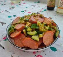 Cucumber with Red Sausage