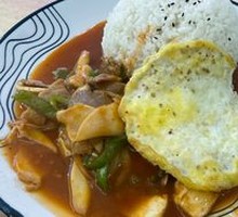 Stir-Fried Mushroom and Meat over Rice
