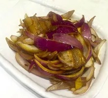 Onion Stir-Fry with Pork over Rice