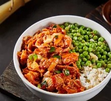 Spicy Kimchi Braised Pork Belly with Rice
