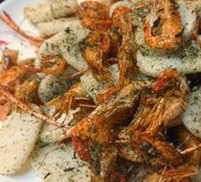 Seaweed and River Shrimp Stir-Fried Rice Cakes