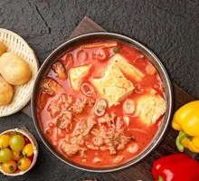 Spicy Beef and Tofu Rice Soup