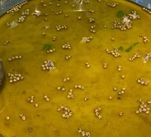 Golden Soup with Green Flower Pepper Pot