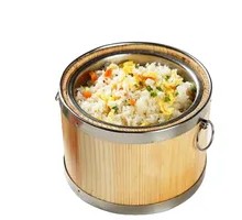 Onion and Egg in Wooden Bucket Rice